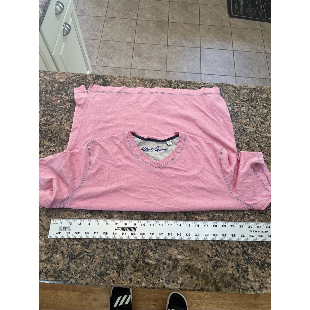 Robert Graham T-shirt Pink/Blue Lettering Size Large - Picture 4 of 5